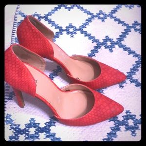 Express RED leather heels Size 8